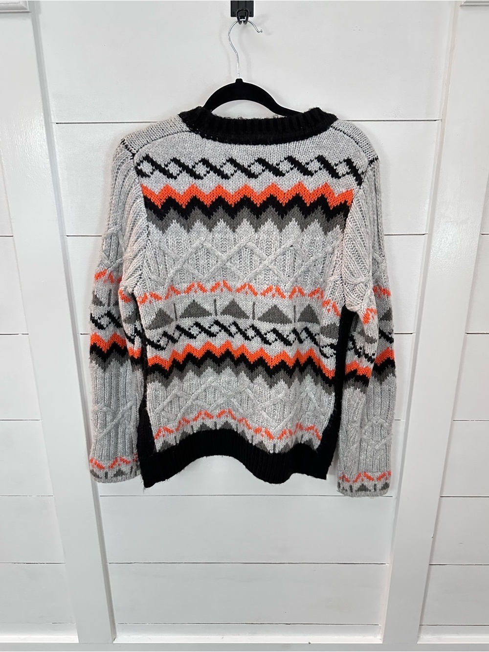 Magashoni L grey chunky fisherman cabin nordic cable knit sweater softcore - Picture 4 of 14